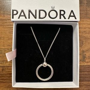 Pandora Curb Chain Necklace + Small O Pendant